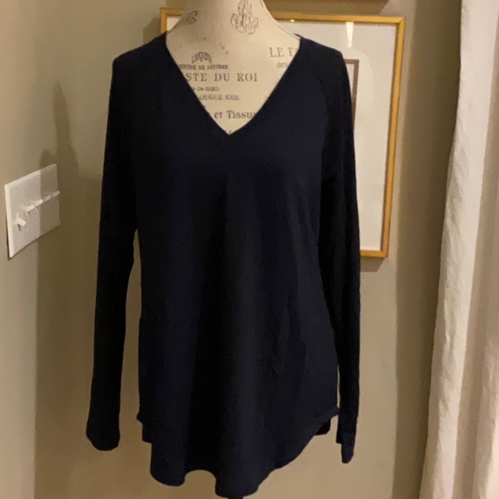 NWT - Cabi Recline tee shirt, dark sapphire, back tie, pit to pit 21”; 30” L
